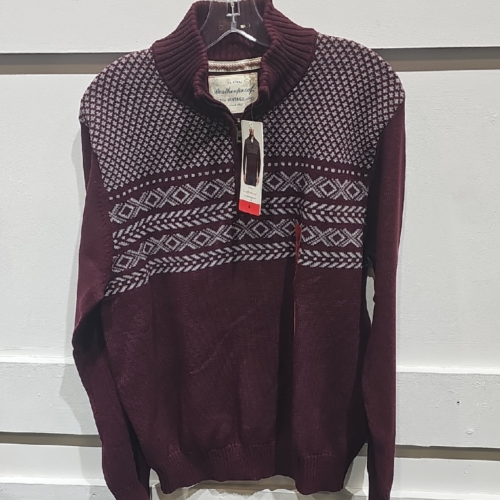 Men's Burgundy Sweater with Pattern